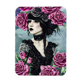 Goth Rose Girl Originale Kunst, Dichtung und Musik Magnet