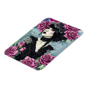 Goth Rose Girl Originale Kunst, Dichtung und Musik Magnet (Linke Seite)