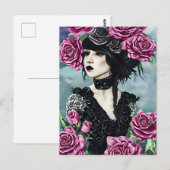 Goth Rose Girl Originale Kunst, Dichtung und Musik Postkarte (Vorne/Hinten)