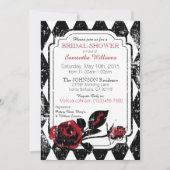 Goth Rose Grunge Diamond Print Brautparty Einladung (Vorderseite)