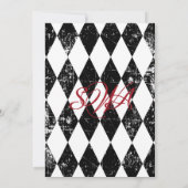 Goth Rose Grunge Diamond Print Brautparty Einladung (Rückseite)