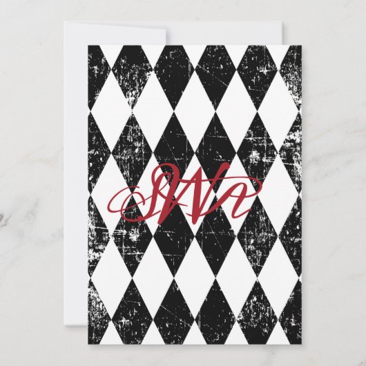 Goth Rose Grunge Diamond Print Brautparty Einladung (Rückseite)