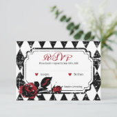Goth Rose Grunge Diamond Print RSVP Card (Stehend Vorderseite)