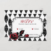 Goth Rose Grunge Diamond Print RSVP Card (Vorne/Hinten)