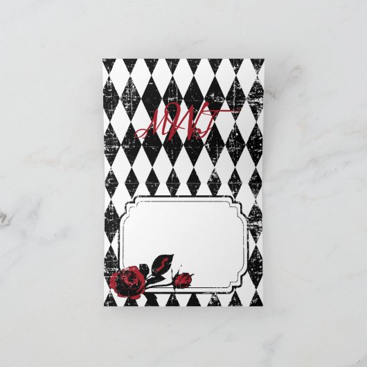 Goth Rose Grunge Diamond Print Vielen Dank Dankeskarte (Innenseite)