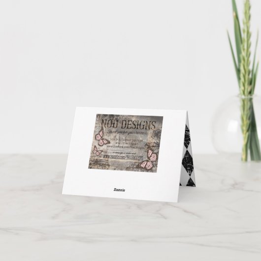 Goth Rose Grunge Diamond Print Vielen Dank Dankeskarte (Rückseite)