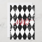 Goth Rose Grunge Diamond Print Wedding Einladung (Rückseite)