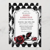 Goth Rose Grunge Diamond Print Wedding Einladung (Vorne/Hinten)