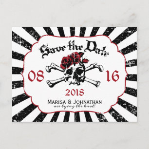 Goth Rose Skull Grunge Pirate Save the Date Ankündigungspostkarte