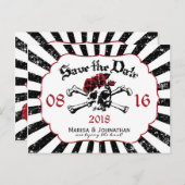 Goth Rose Skull Grunge Pirate Save the Date Ankündigungspostkarte (Vorne/Hinten)