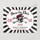 Goth Rose Skull Grunge Pirate Save the Date Ankündigungspostkarte (Vorderseite)