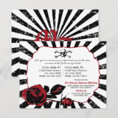 Goth Rose Skull Grunge Pirate Wedding Details Card Begleitkarte (Vorne/Hinten)