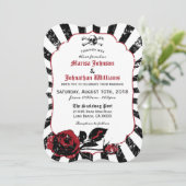 Goth Rose Skull Grunge Pirate Wedding Einladung (Stehend Vorderseite)