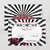 Goth Rose Skull Grunge Pirate Wedding RSVP Card Karte (Vorne/Hinten)