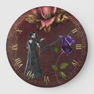 Goth Rose und Vampire Wall Clock Große Wanduhr