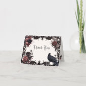 Goth Rosewood Black Raven Floral Dankeskarte (Vorderseite)