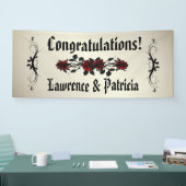 Goth Rote Rose Antique Gold Wedding Banner (Messe)