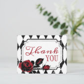 Goth Rote Rose Grunge Diamond Print Dankeschön Car Dankeskarte (Stehend Vorderseite)