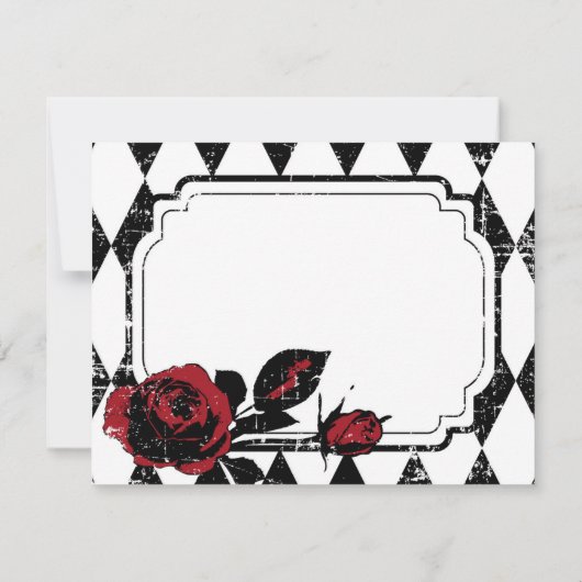 Goth Rote Rose Grunge Diamond Print Dankeschön Car Dankeskarte (Rückseite)