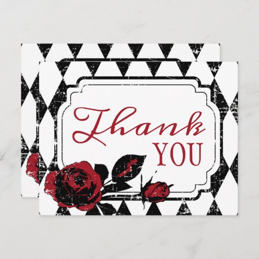 Goth Rote Rose Grunge Diamond Print Dankeschön Car Dankeskarte (Vorne/Hinten)