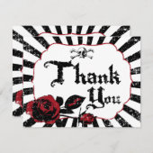 Goth Rote Rose Skull Grunge Pirate Danke Karte (Vorne/Hinten)