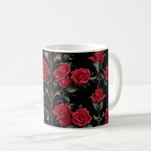 Goth Rote Rosen auf Black #2 Tasse (VorderseiteRechts)