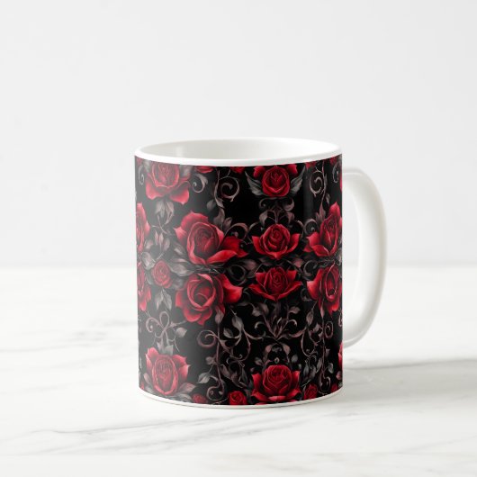 Goth Rote Rosen auf Black #3 Kaffeetasse (VorderseiteRechts)