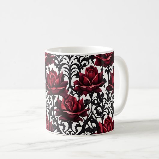 Goth Rote Rosen on White Background #1 Kaffeetasse (VorderseiteRechts)