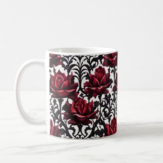 Goth Rote Rosen on White Background #1 Kaffeetasse (Links)