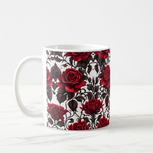 Goth Rote Rosen on White Background #2 Kaffeetasse (Links)