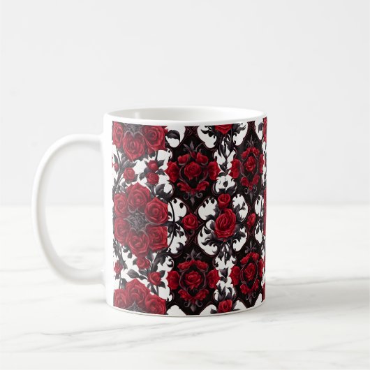 Goth Rote Rosen on White Background #4 Kaffeetasse (Links)
