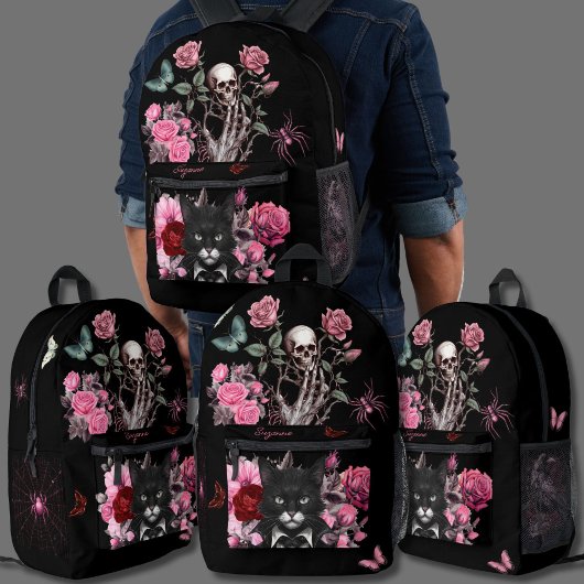Goth Rucksack Spinnen Katzen Rose dunkles emo