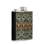 Goth Sage Green Ornament mit Schädel Flachmann (Rechts)