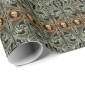 Goth Sage Green Ornament mit Schädel Geschenkpapier (Rolleneckpunkt)
