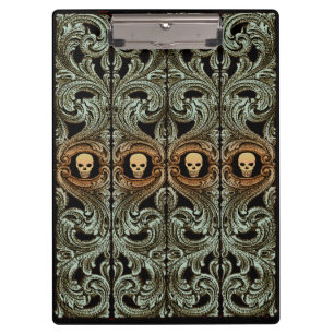 Goth Sage Green Ornament mit Schädel Klemmbrett