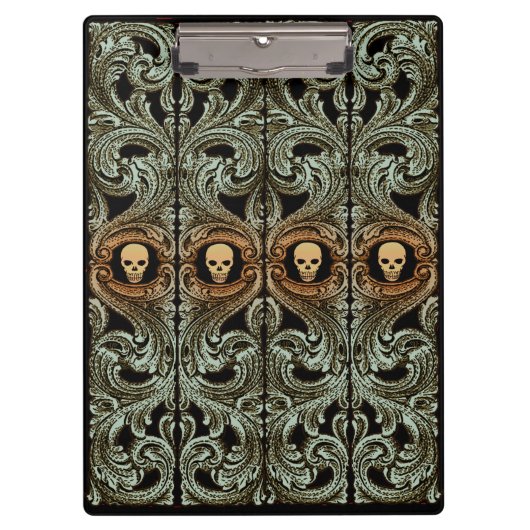 Goth Sage Green Ornament mit Schädel Klemmbrett (Vorderseite)