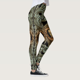 Goth Sage Green Ornament mit Schädel Leggings