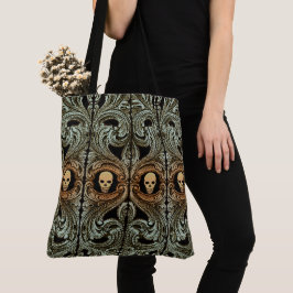 Goth Sage Green Ornament mit Schädel Tasche