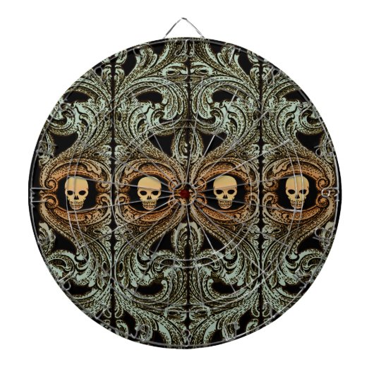 Goth Sage Green Ornament mit Skull Dartscheibe (vorne)