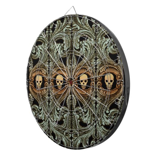 Goth Sage Green Ornament mit Skull Dartscheibe (Vorderseite rechts)
