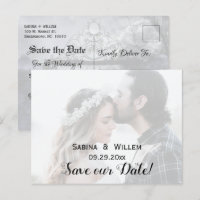 Goth Save Our Date Couple Photo Wedding Postcard