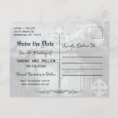 Goth Save Our Date Couple Photo Wedding Postcard Ankündigungspostkarte (Rückseite)