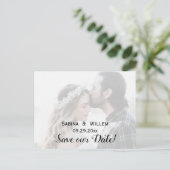 Goth Save Our Date Couple Photo Wedding Postcard Ankündigungspostkarte (Stehend Vorderseite)