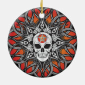 Goth Schädel - Orange Keramikornament (Hinten)