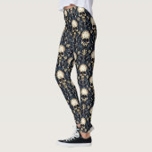 Goth-Schädel und blaue Blumenmuster Leggings (Links)