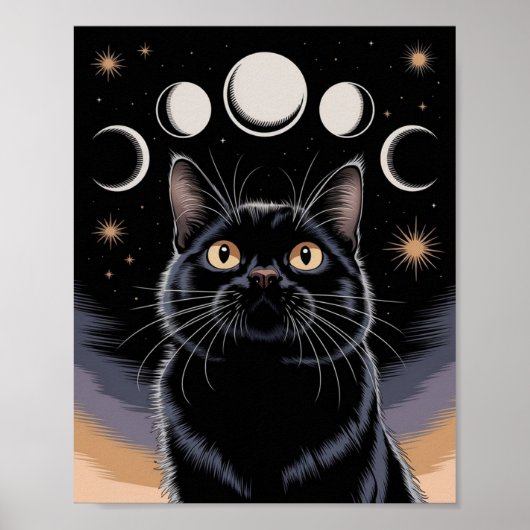 Goth Schwarze Katze, Hexenstunde Schwarze Katze Poster (Vorne)