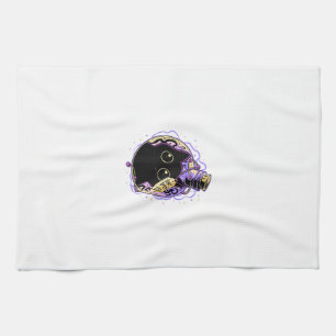 Goth-Schwarzes-Katz-Shirt Halloween-Katze Böse-Hex Geschirrtuch
