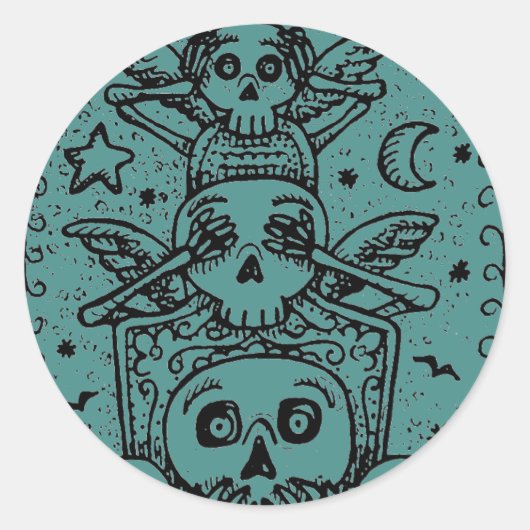 GOTH SEHEN KEINE BÖSE, FRIEDHOF SKELETON STICKERS  (Vorderseite)