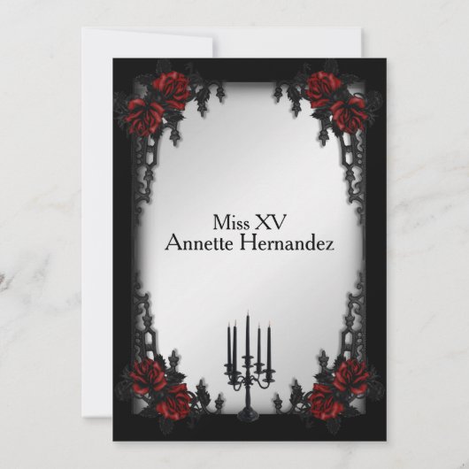 Goth Silver Quinceañera Einladung (Rückseite)