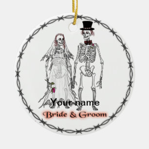 Goth Skeleton Hochzeitsschmuck Keramik Ornament